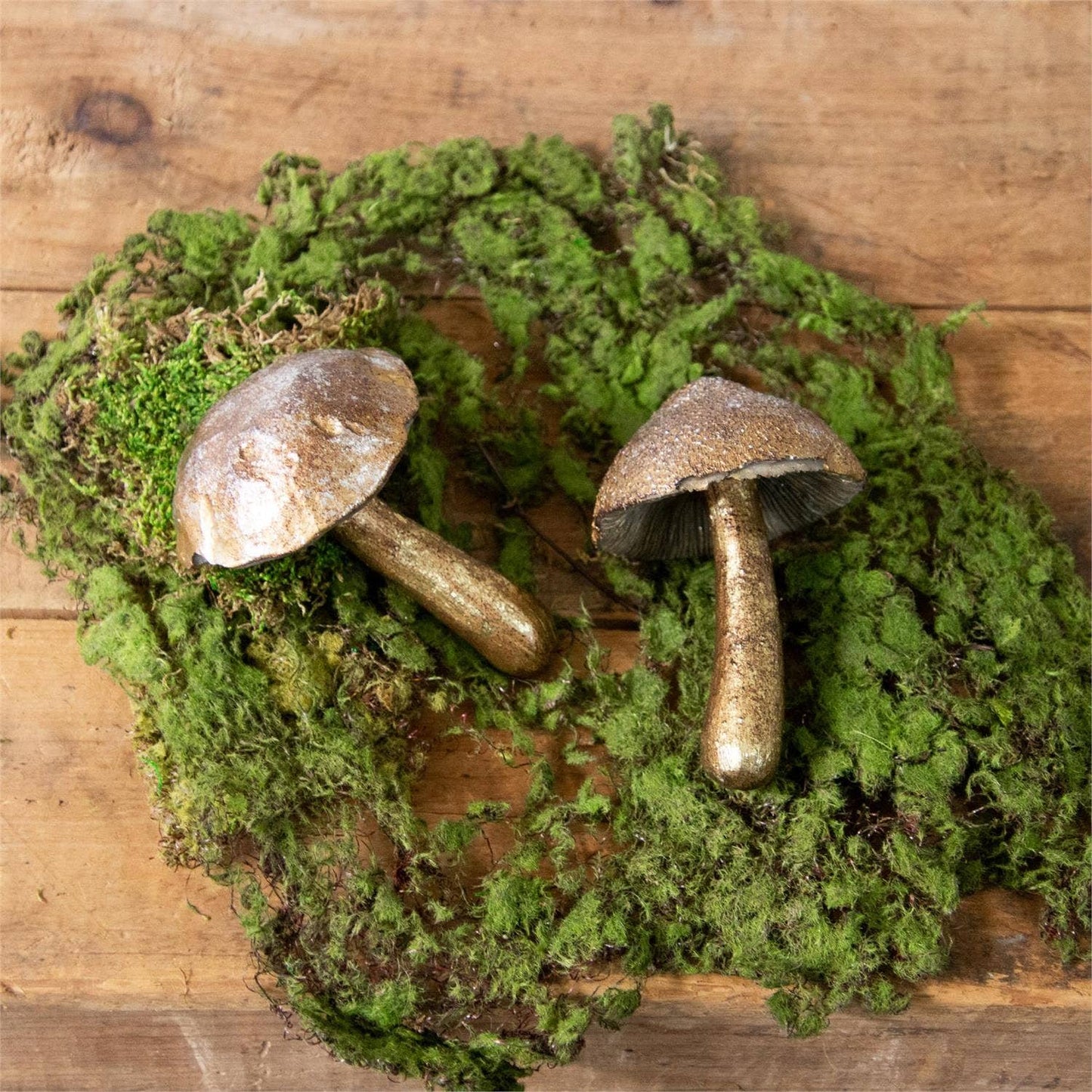 Brass Tone Mushroom Figurines - set of 2