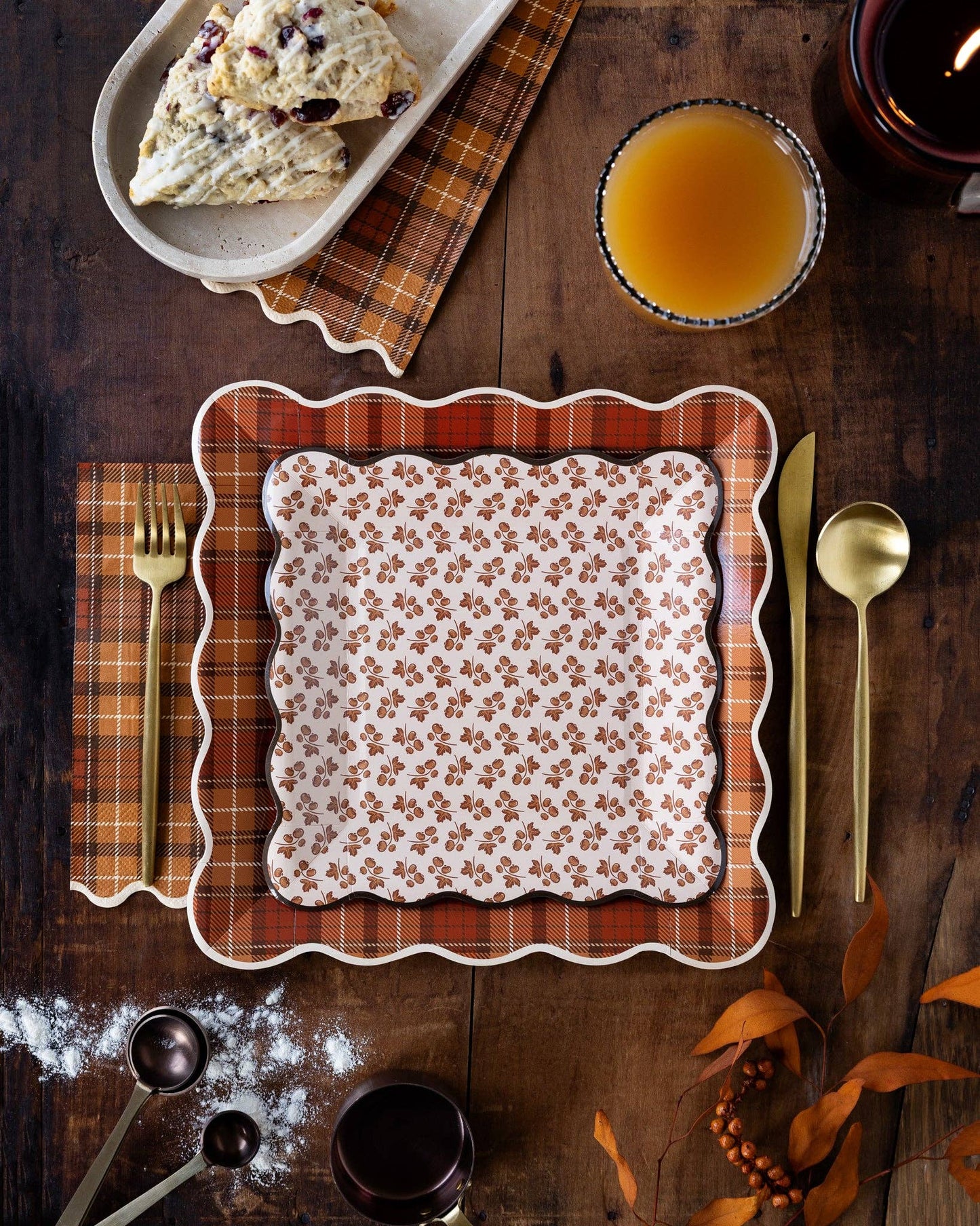 Autumn Block Print Paper Plates