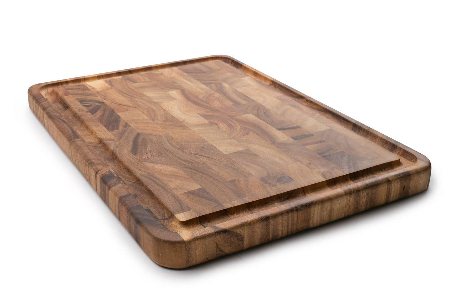 Large End Grain Prep Board With Juice Channel, Acacia Wood