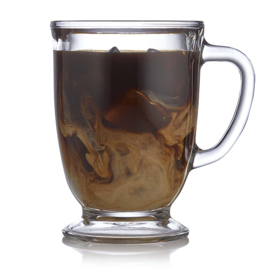 Kona Glass Coffee Mugs, 16-ounce