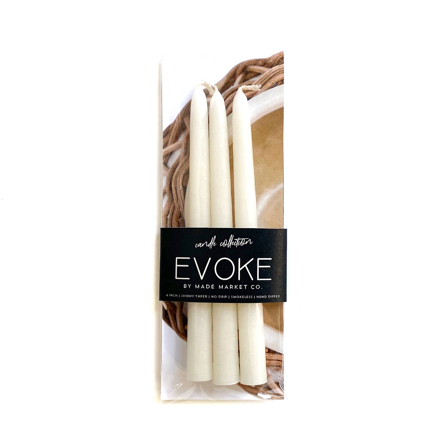 Skinny Tapered Candles - Shell White