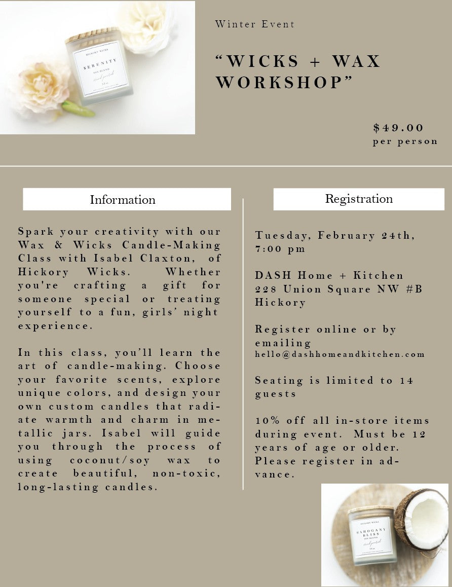 烛芯 + 蜡烛工坊 - 2月24日星期二晚上7:00