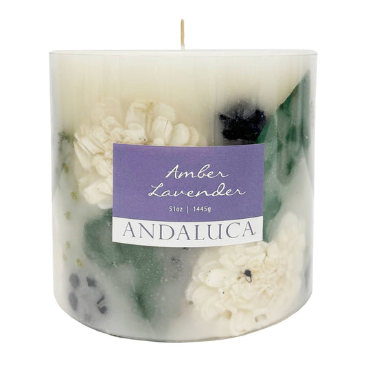 Amber Lavender Botanical Pillar Candle