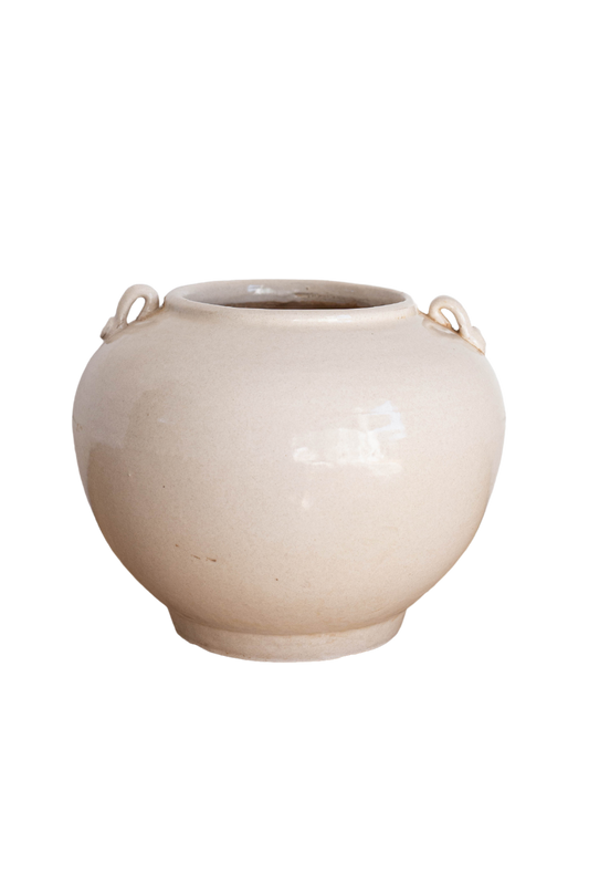 Cream Glazed Vintage Pot