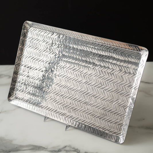 Aluminum Wide Rectangle Etched Chevron Tray
